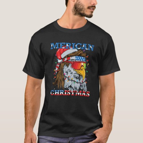 Christmas Bald Eagle Mullet USA Patriotic Christma T_Shirt