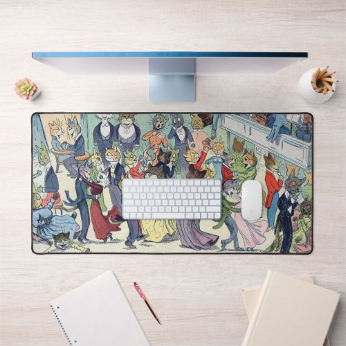 Christmas Ball at Catville Louis Wain Desk Mat