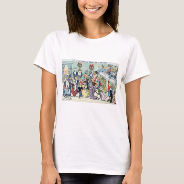 Christmas Ball at Catville, Louis Wain T-Shirt (Front)