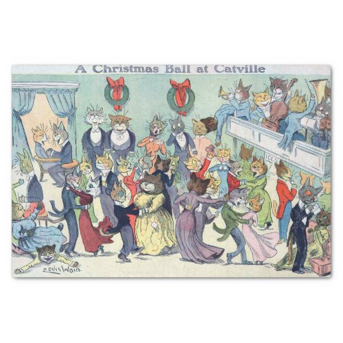 Christmas Ball at Catville Louis Wain Tissue Paper