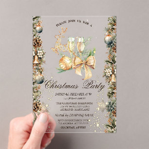 Christmas Ball,Bells Pinecones,Reindeer,Glass  Acrylic Invitations