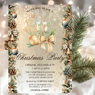 Christmas Ball,Bells Pinecones,Reindeer,Glass  Invitation