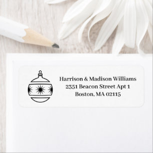 Christmas ball black white custom Return Address Label