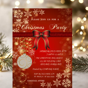 Christmas Ball, Bow Corporate Christmas Party Invitation