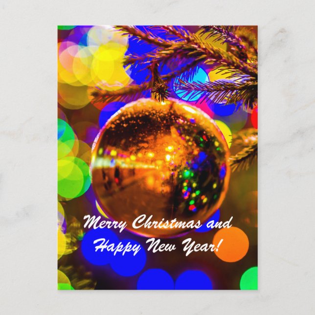 Christmas Ball Colorful Background Holiday Postcard (Front)