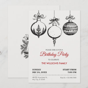 Christmas ball decoration birthday invitation