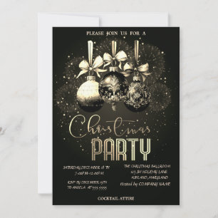 Christmas Ball,Fireworks Black Christmas Company Invitation
