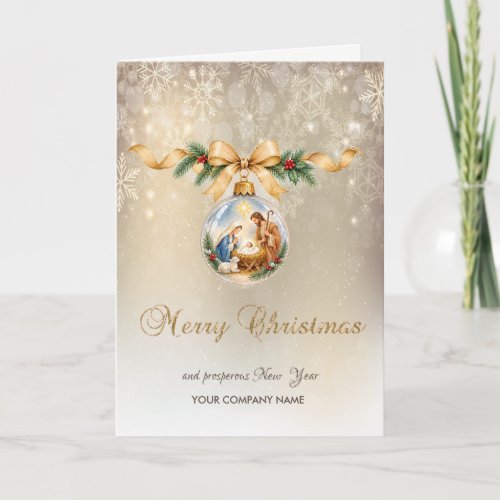 Christmas Ball Nativity Snowflakes Holiday Card