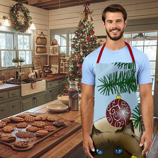 Christmas Ball Ornament Siamese Cat Funny Apron (Creator Uploaded)