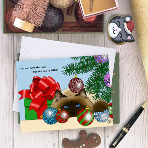 Christmas Ball Ornament Siamese Cat Funny Card
