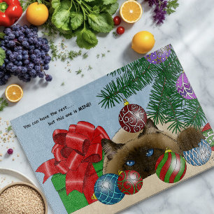 Christmas Ball Ornament Siamese Cat Funny Cutting Board