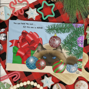 Christmas Ball Ornament Siamese Cat Funny Kitchen Towel