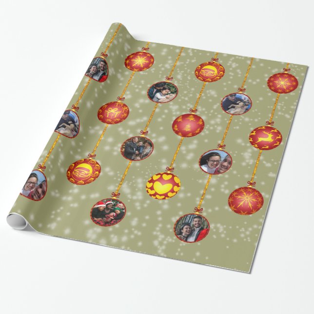 Christmas Ball Ornaments 6 Photos L-Yellow Wrapping Paper (Unrolled)