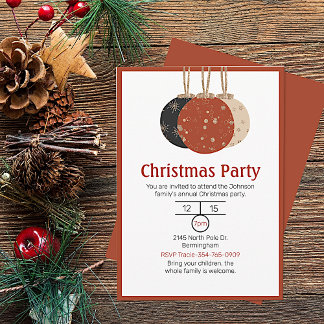 Christmas Ball Ornaments Christmas Party Invitation