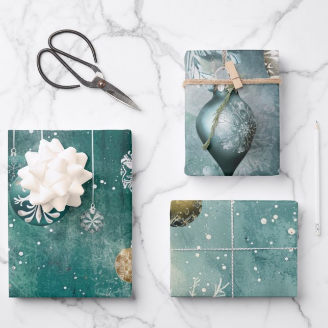 Christmas ball pattern wrapping paper sheets (Front)