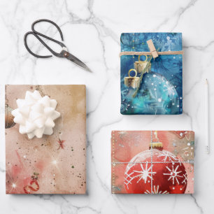Christmas ball pattern wrapping paper sheets