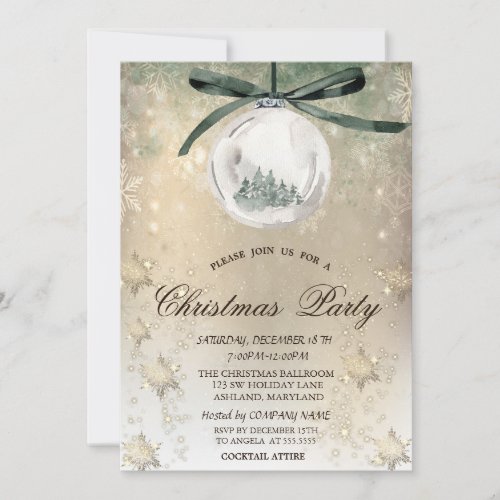 Christmas BallPine TreesSnowflake Christmas Invitation