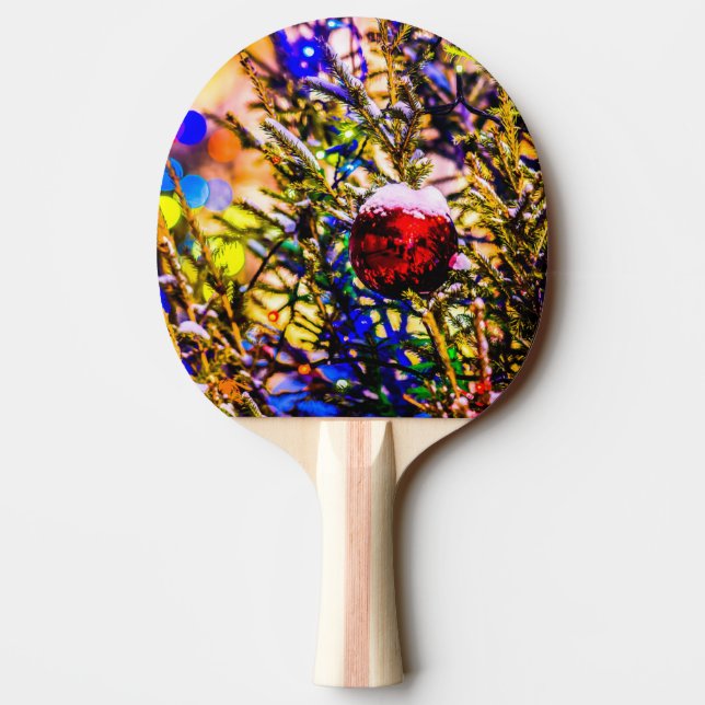 Christmas Ball Red Ping Pong Paddle (Back)