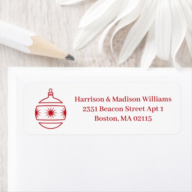 Christmas ball red white custom Return Address  Label (Insitu)