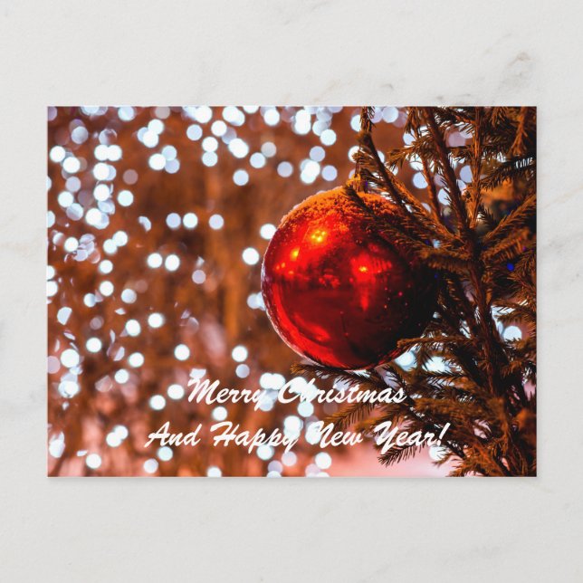 Christmas Ball Red White Holiday Postcard (Front)