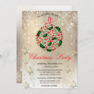 Christmas Ball Snowflakes Company Christmas Party  Invitation