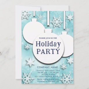 Christmas ball snowflakes typography holiday party invitation