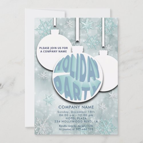 Christmas ball snowflakes typography holiday party invitation