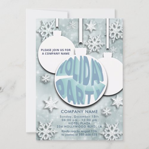 Christmas ball snowflakes typography holiday party invitation