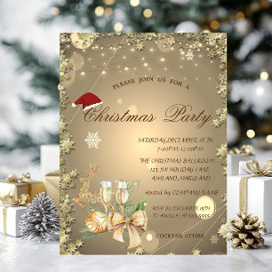 Christmas Ball,Stars,Reindeer Christmas Company Invitation
