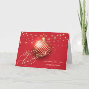 Christmas Ball,String Lights,Red Company Greeting Holiday Card