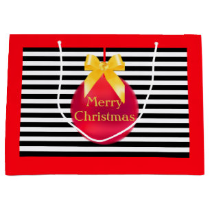 Christmas Ball & Stripes Large Gift Bag