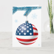 Christmas Ball With Us Flag Holiday Card at Zazzle