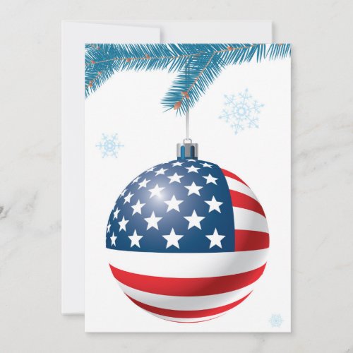 Christmas ball with US flag Holiday Card