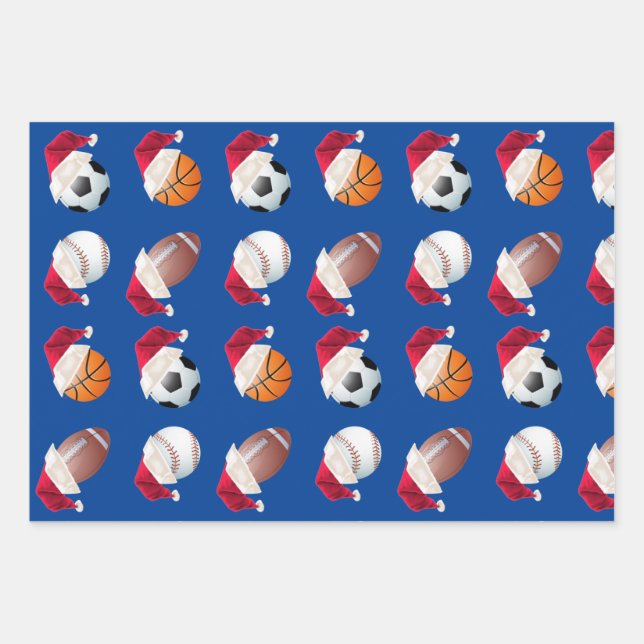 Christmas Baller Sports Funny Santa Holiday Wrapping Paper Sheets (Front)