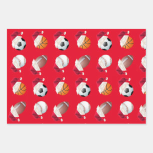 Christmas Baller Sports Funny Santa Holiday Wrapping Paper Sheets