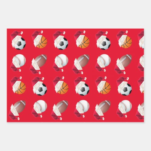 Christmas Baller Sports Funny Santa Holiday Wrapping Paper Sheets