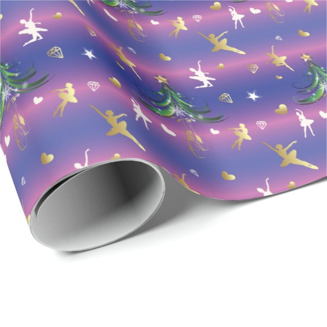 Christmas Ballerina - Ballet Dancer Wrapping Paper (Roll Corner)