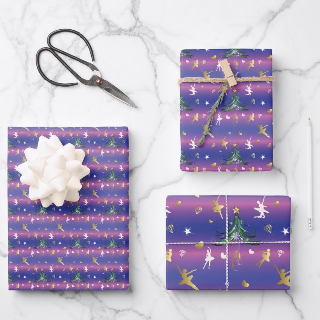 Christmas Ballerina - Ballet Dancer Wrapping Paper Sheets (Front)