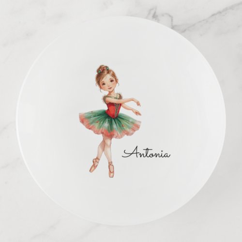Christmas Ballerina Girl  Trinket Tray