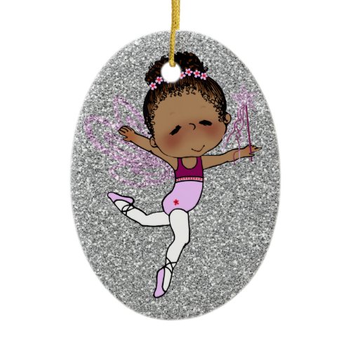 Christmas Ballerina Ornament Silver Pink