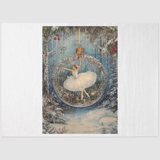 Christmas Ballerina Ornament Tissue Paper (Front)