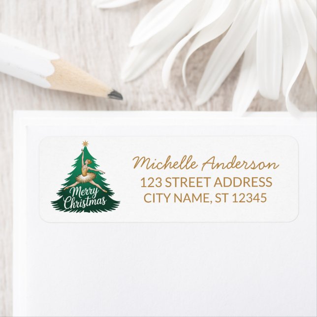 Christmas ballet Ballerina dancer Return Address  Label (Insitu)