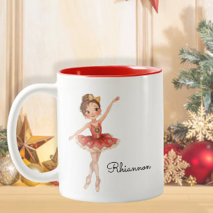 Christmas Ballet Girl Dancer Two-Tone Coffee Mug