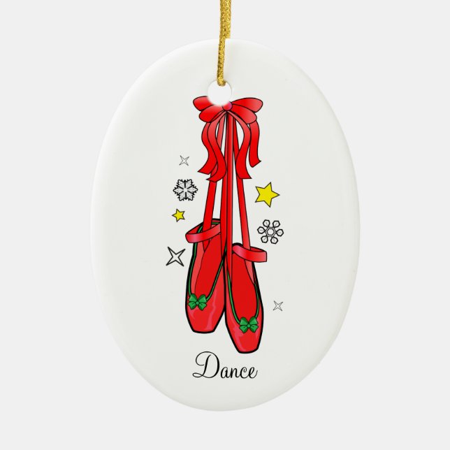 Christmas Ballet Shoes Ceramic Ornament (Front)