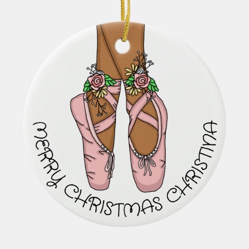 Christmas Ballet Slippers Personalized  Ceramic Or Ceramic Ornament