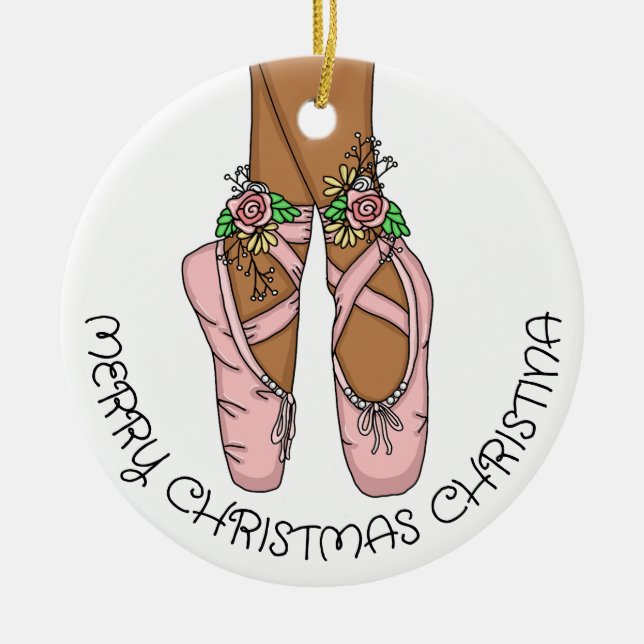 Christmas Ballet Slippers Personalized  Ceramic Or Ceramic Ornament (Front)