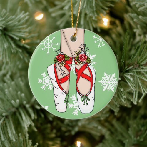 Christmas Ballet Slippers Personalized   Ceramic Ornament