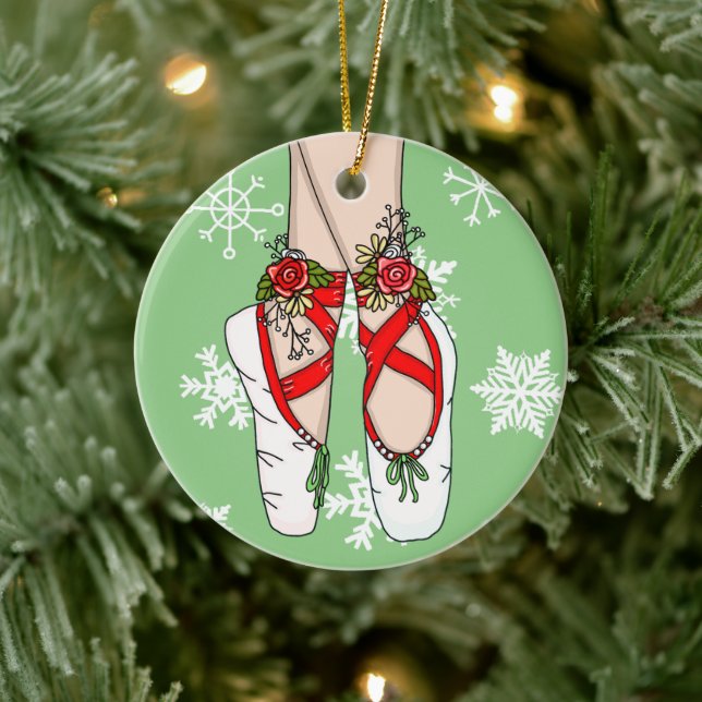 Christmas Ballet Slippers Personalized   Ceramic Ornament (Tree)