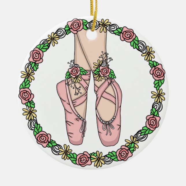 Christmas Ballet Slippers Personalized  Ceramic Ornament (Front)