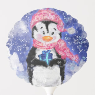 Christmas Balloon Baby Penguin with Gift